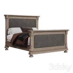 OM Bed 180x200 with high footboard, upholstered, with St. James piping 