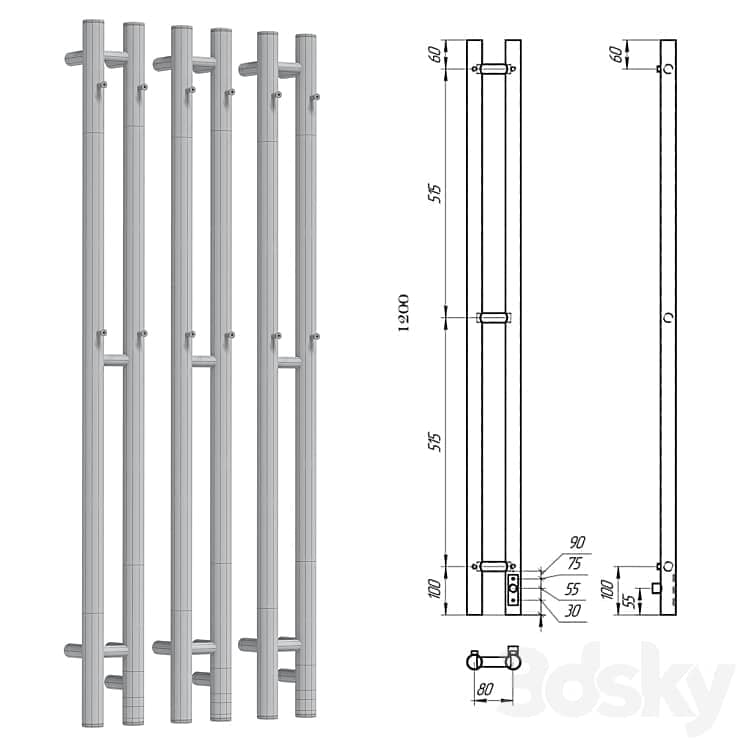 Electric heated towel rail Grois Orso 134 11x120 white