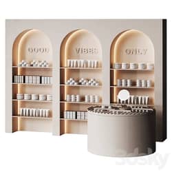 Beauty salon cosmetic set with arches in beige 