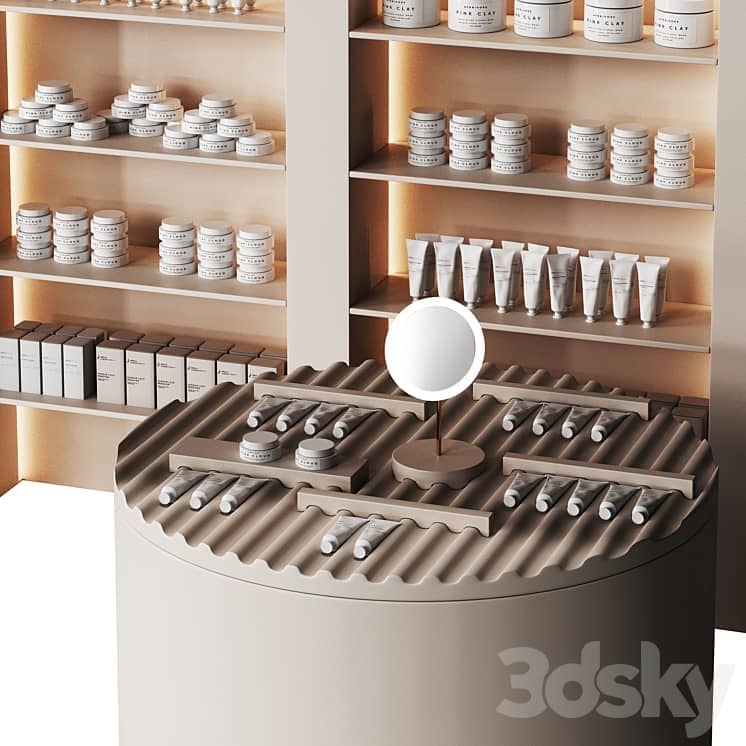 Beauty salon cosmetic set with arches in beige