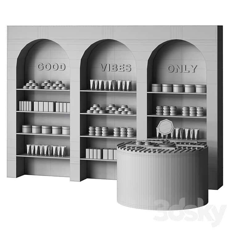 Beauty salon cosmetic set with arches in beige