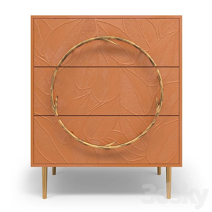 Chest of drawers Art Color leaves with 3 drawers Style