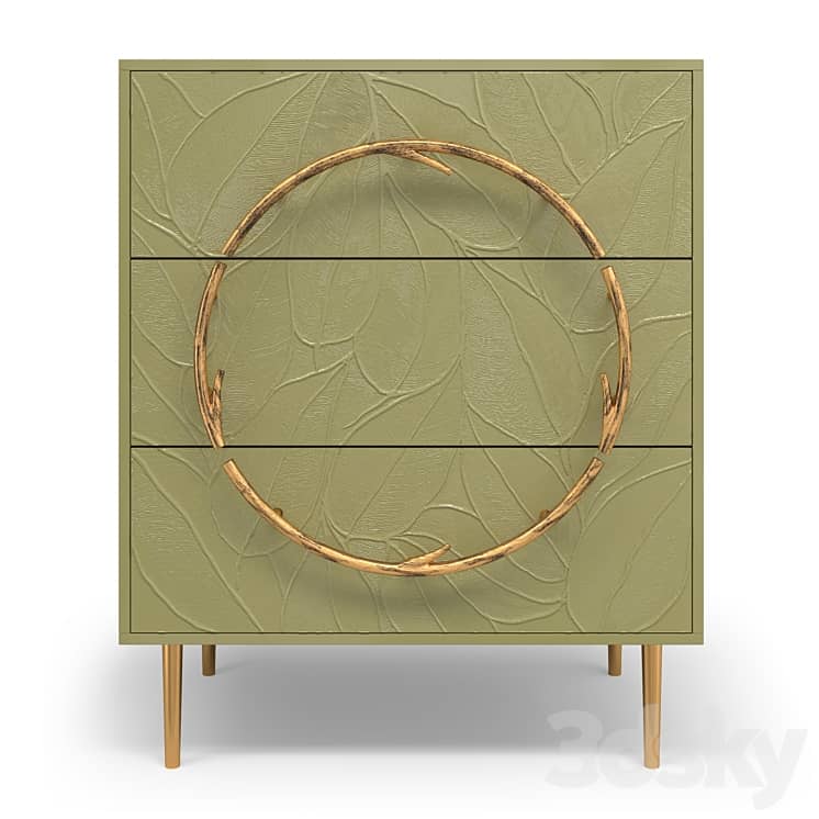 Chest of drawers Art Color leaves with 3 drawers Style