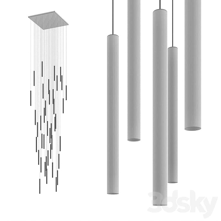Pendant lamp IT Laser rectangle 41 white/silver