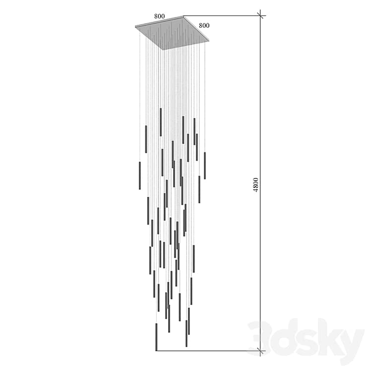 Pendant lamp IT Laser rectangle 41 white/silver