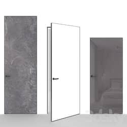 OM Doors INVISIBLE DOORS plaster, under glossy painting on a wooden frame with an aluminum edge 