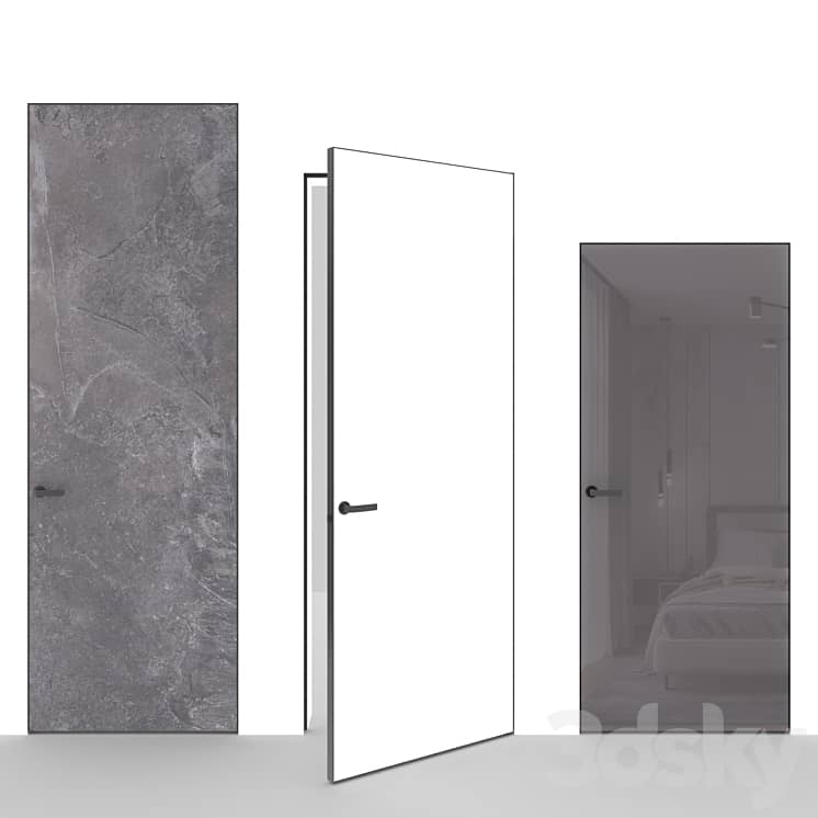 OM Doors INVISIBLE DOORS plaster, under glossy painting on a wooden frame with an aluminum edge