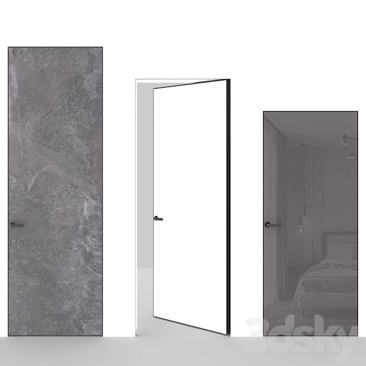 OM Doors INVISIBLE DOORS plaster, under glossy painting on a wooden frame with an aluminum edge