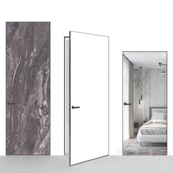 OM Doors INVISIBLE DOORS porcelain stoneware, mirror on a wooden frame with aluminum edge 