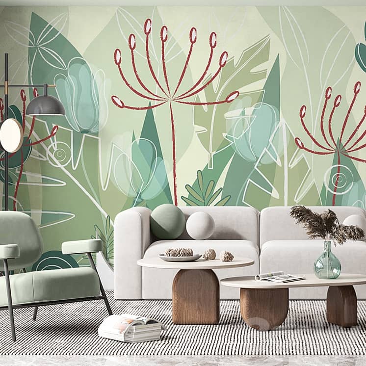 Wallpapers/Palm leaves/Designer wallpaper/Panel/Photo wallpaper/Fresco