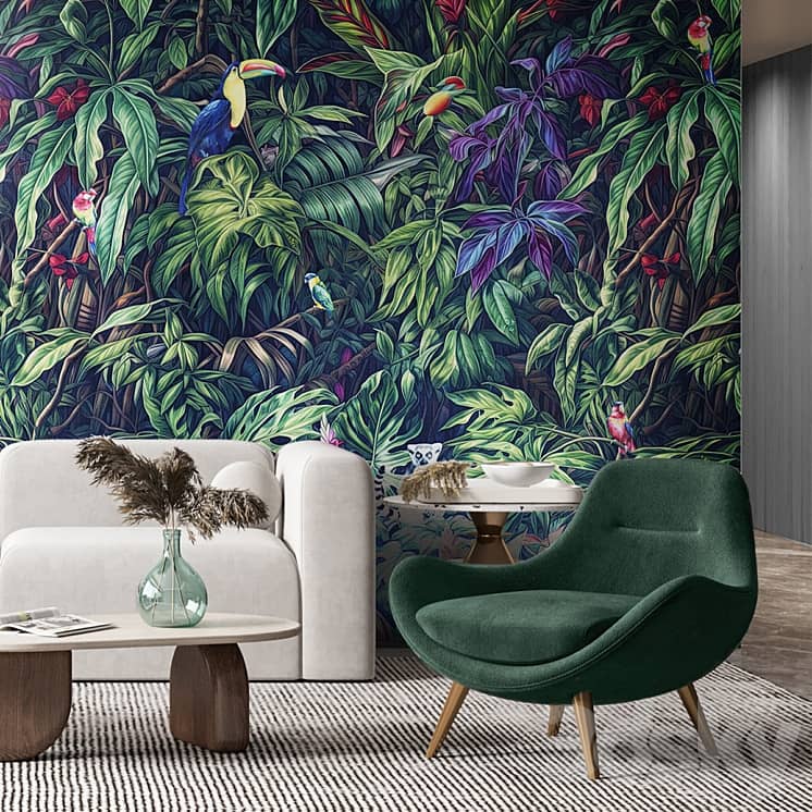 Wallpapers/Tropical parrots/Designer wallpaper/Panels/Photo wallpaper/Fresco