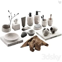 488 bathroom decorative set 04 cracked concrete accessories 01 