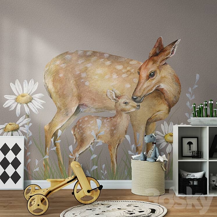 Wallpapers/Cute deer/Designer wallpaper/Panel/Photo wallpaper/Fresco
