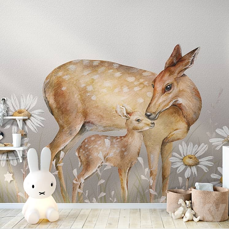 Wallpapers/Cute deer/Designer wallpaper/Panel/Photo wallpaper/Fresco