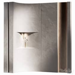 Wall panels 7 corner niche. Plaster and wood partition. 