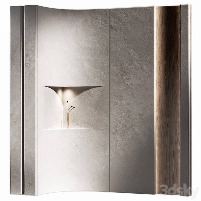 Wall panels 7 corner niche. Plaster and wood partition.