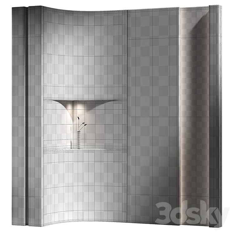 Wall panels 7 corner niche. Plaster and wood partition.