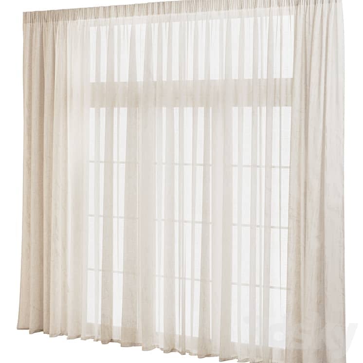 Wide Linen Tulle Curtain