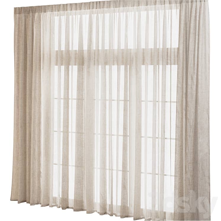 Wide Linen Tulle Curtain