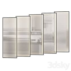 Partitions made of ribbed glass with lighting. 