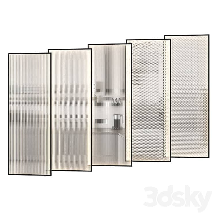 Partitions made of ribbed glass with lighting.