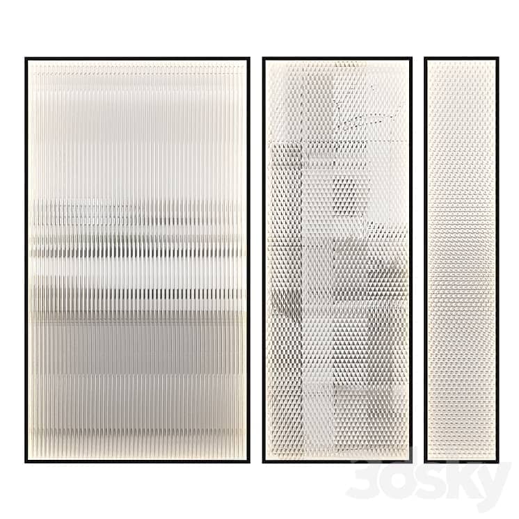Partitions made of ribbed glass with lighting.