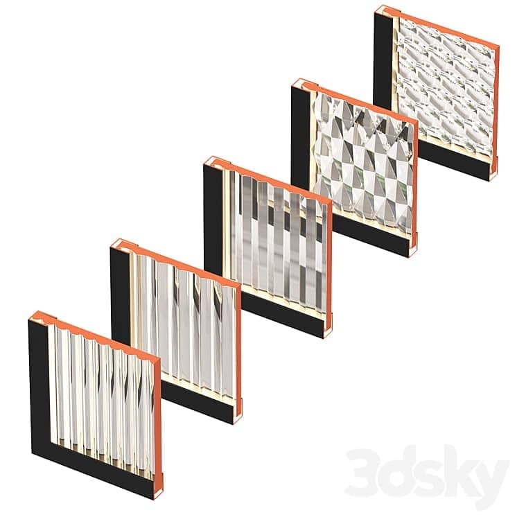 Partitions made of ribbed glass with lighting.