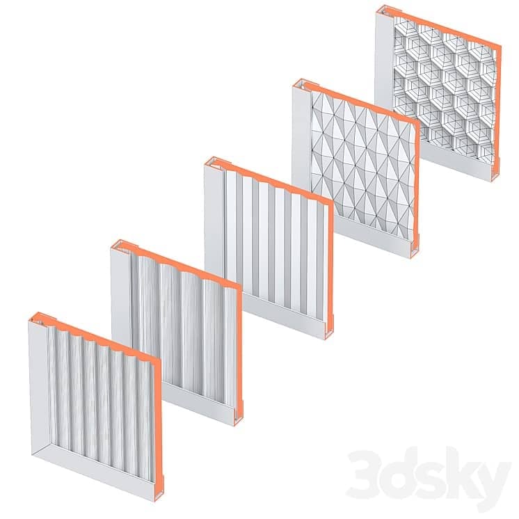 Partitions made of ribbed glass with lighting.
