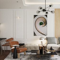  3D Interior Living Room -Kitchen by Tran Dinh Quy 
