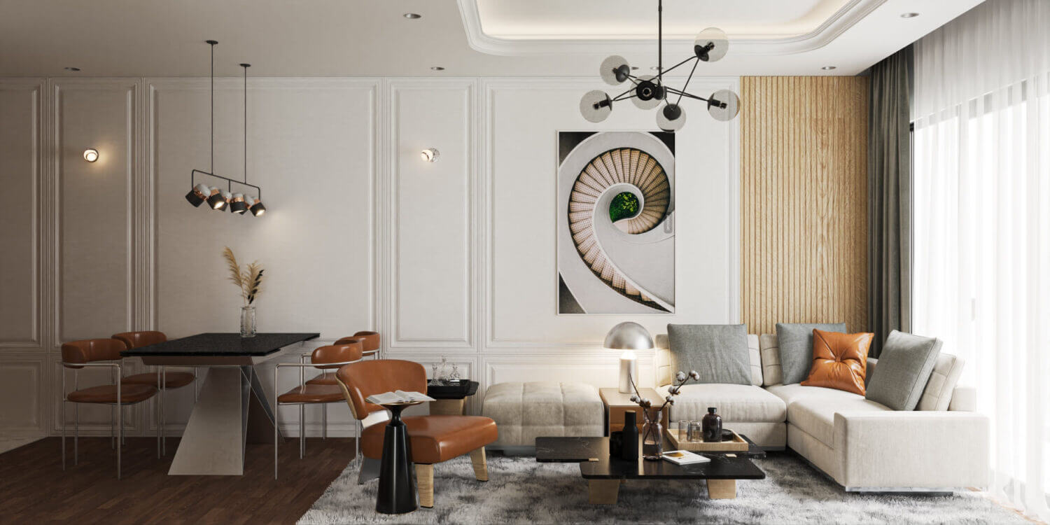  3D Interior Living Room -Kitchen by Tran Dinh Quy