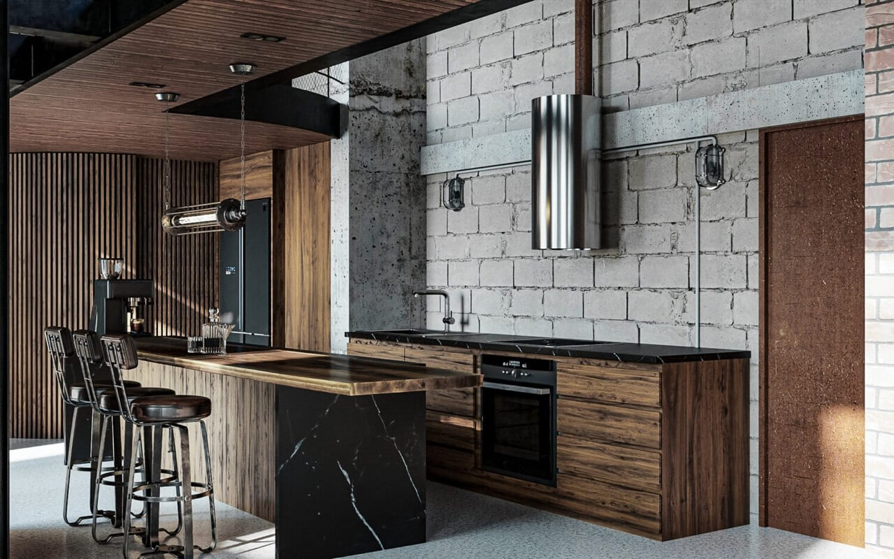  Interior Living Room - Kitchen Model By Pham Hai