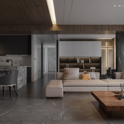  Living Room - Kitchen Interior by Dat Hip 