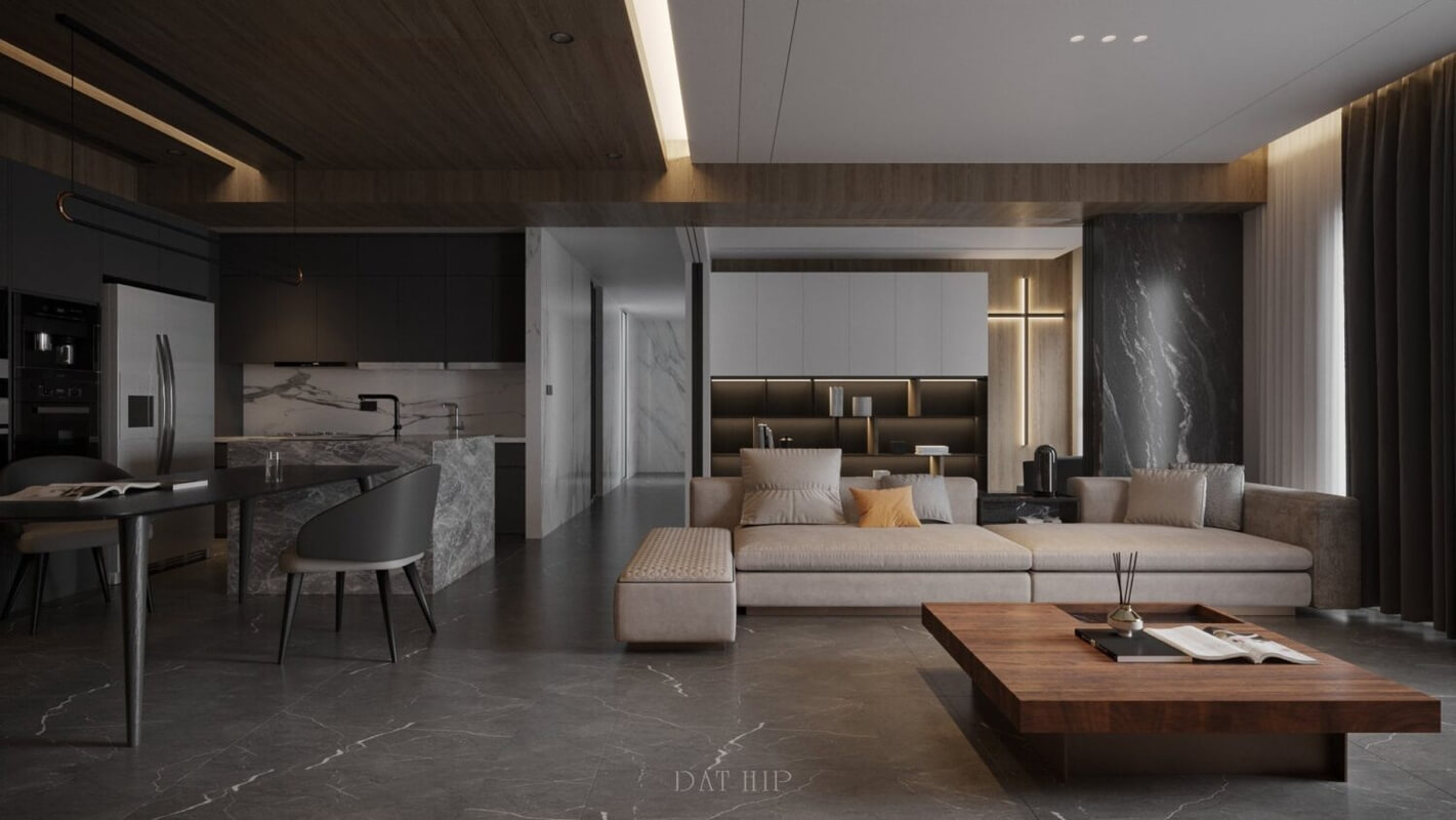  Living Room - Kitchen Interior by Dat Hip