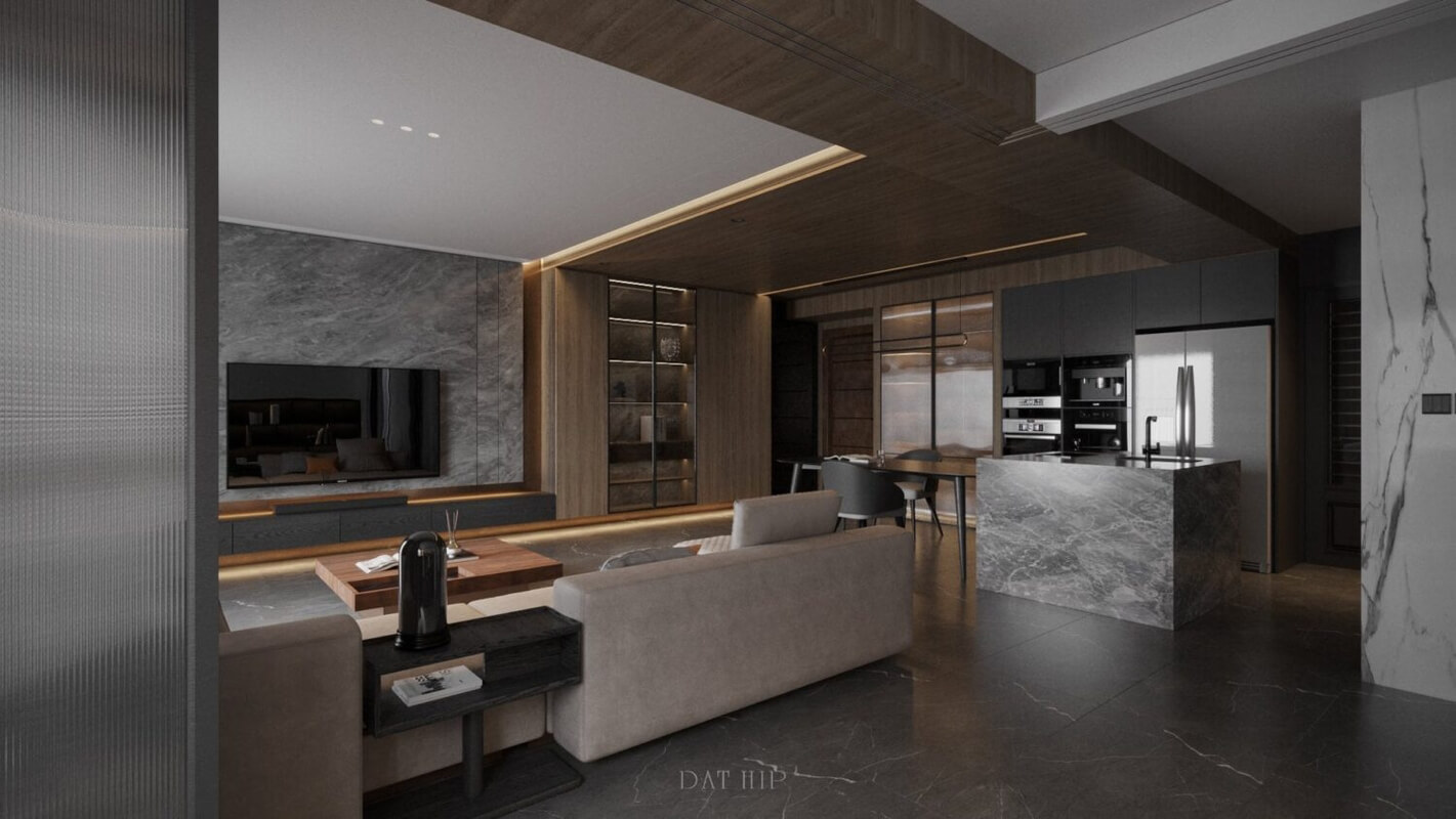  Living Room - Kitchen Interior by Dat Hip