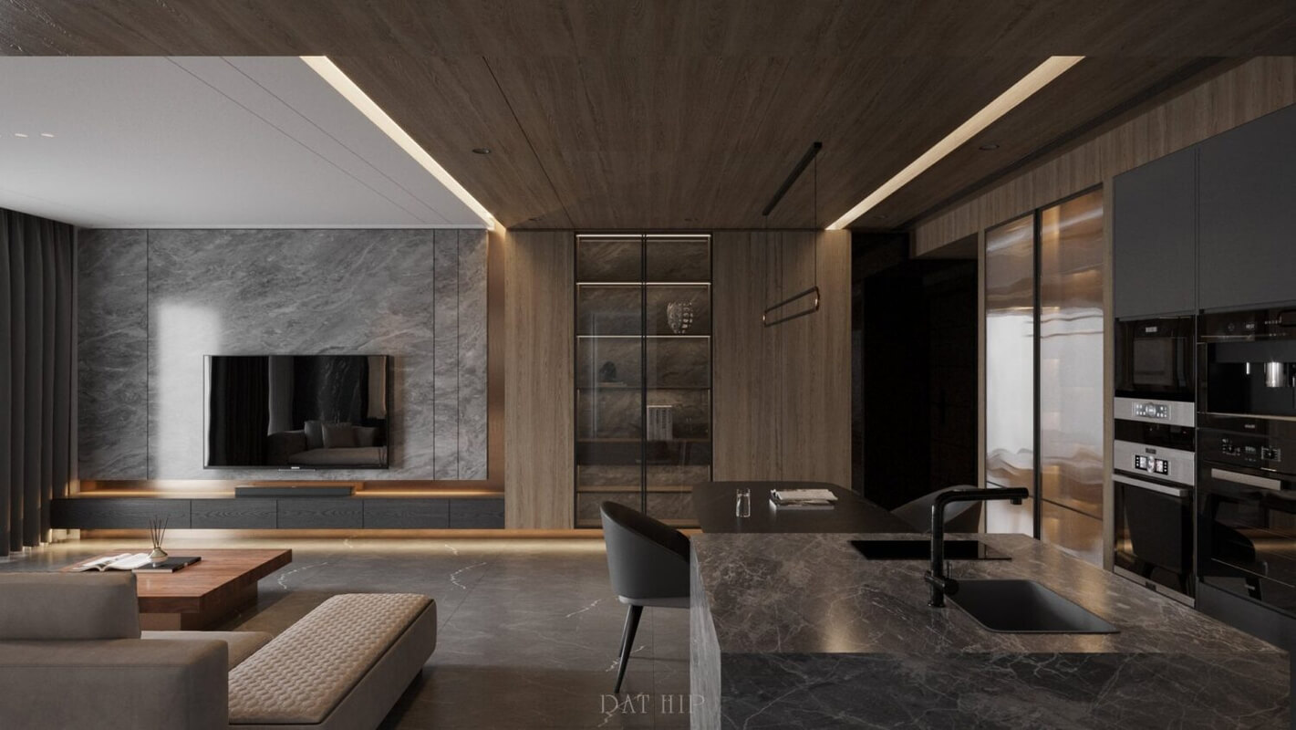  Living Room - Kitchen Interior by Dat Hip