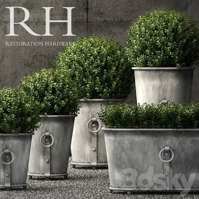 Restoration Hardware estate zinc ring round planters 3D Models