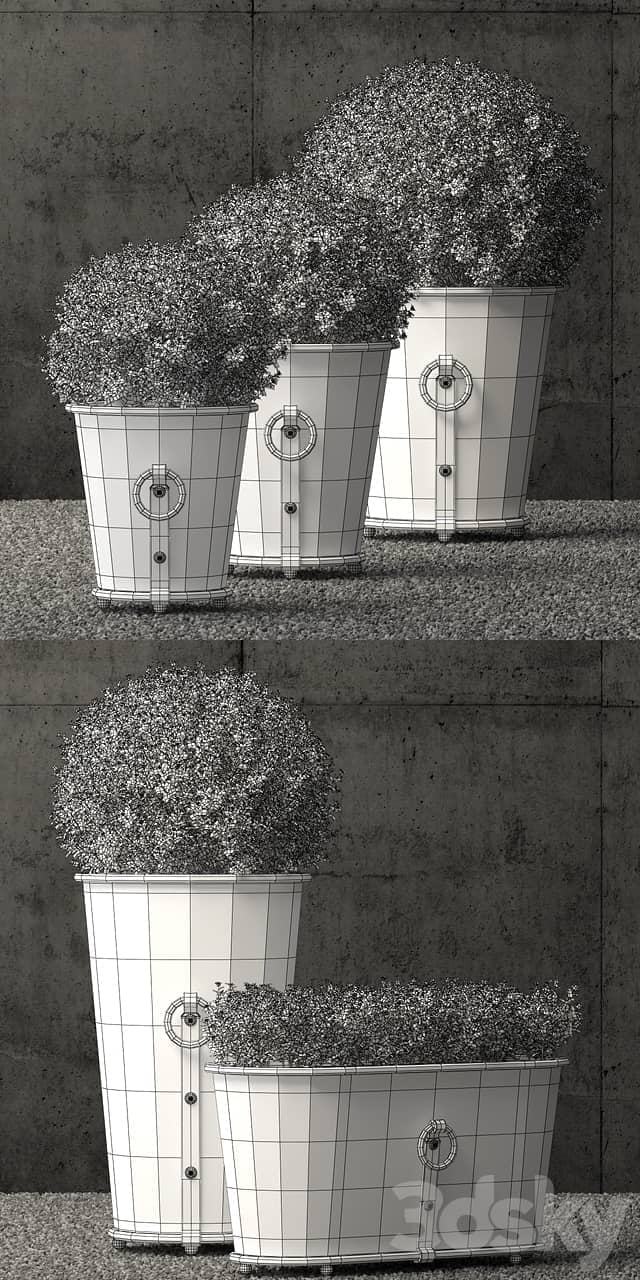 Restoration Hardware estate zinc ring round planters 3D Models