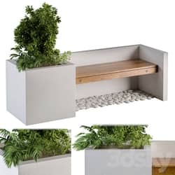 Outdoor Bench with FlowerBox 3D Models 