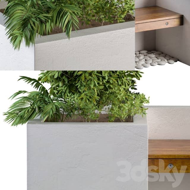 Outdoor Bench with FlowerBox 3D Models