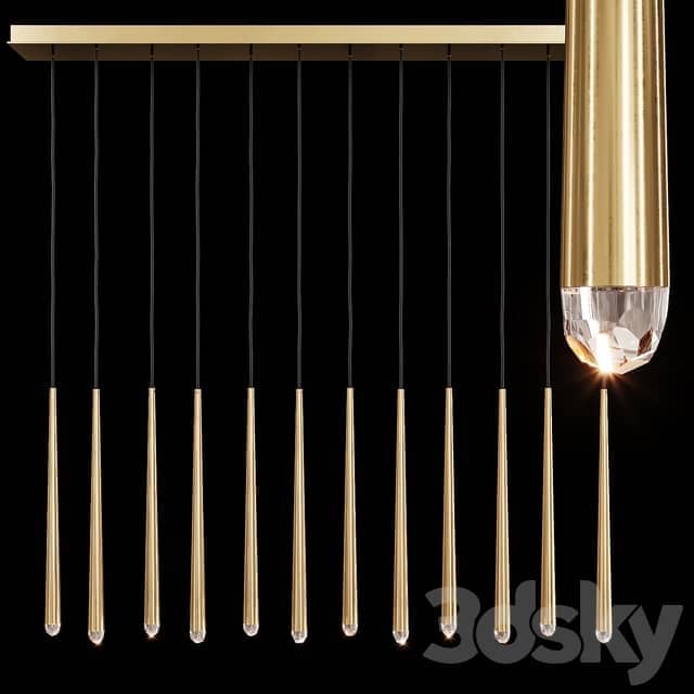 Restoration Hardware AQUITAINE LINEAR CHANDELIER 60 Brass Pendant light 3D Models
