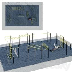 Sports ground with pull up bars. 3D Models 