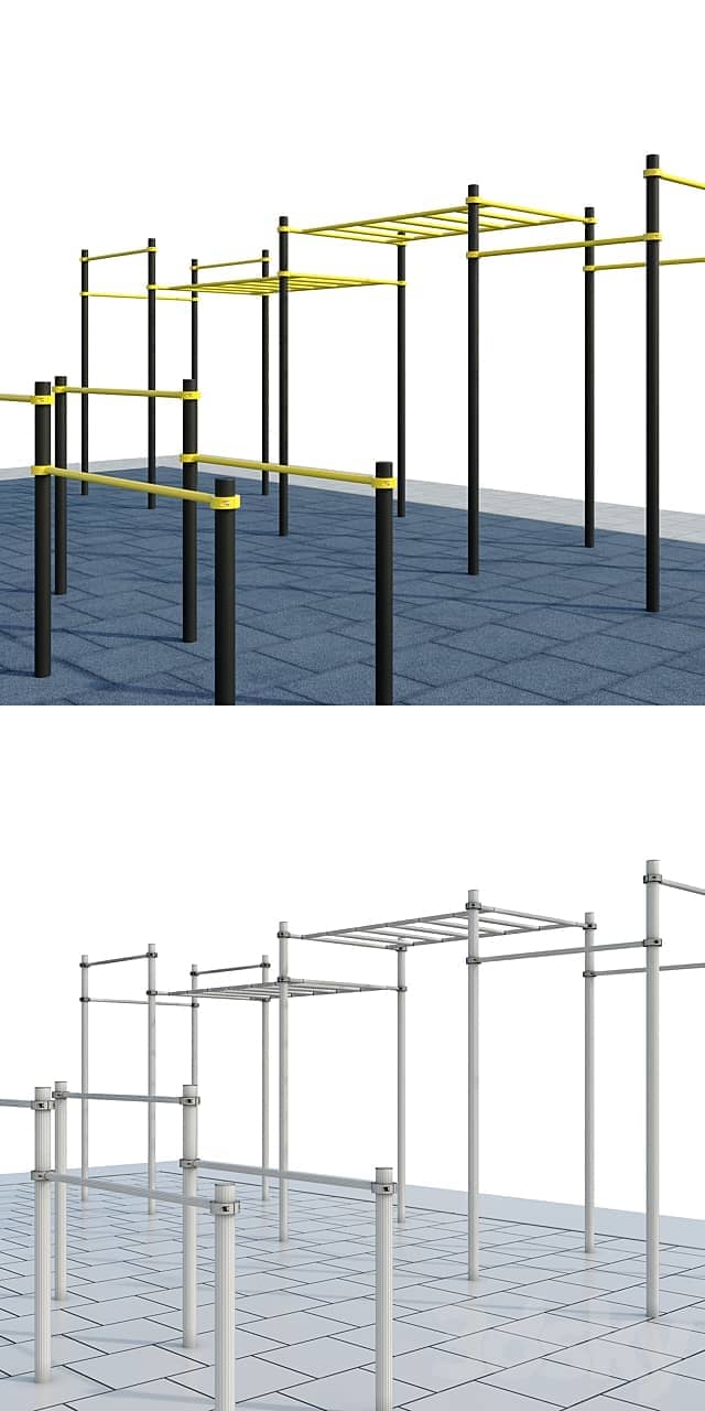 Sports ground with pull up bars. 3D Models