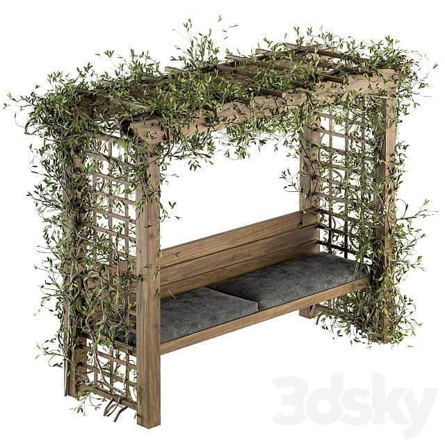 Other Ivy Plants on Pergola with Bench Set 05