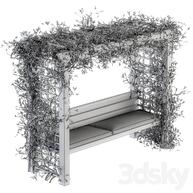 Other Ivy Plants on Pergola with Bench Set 05