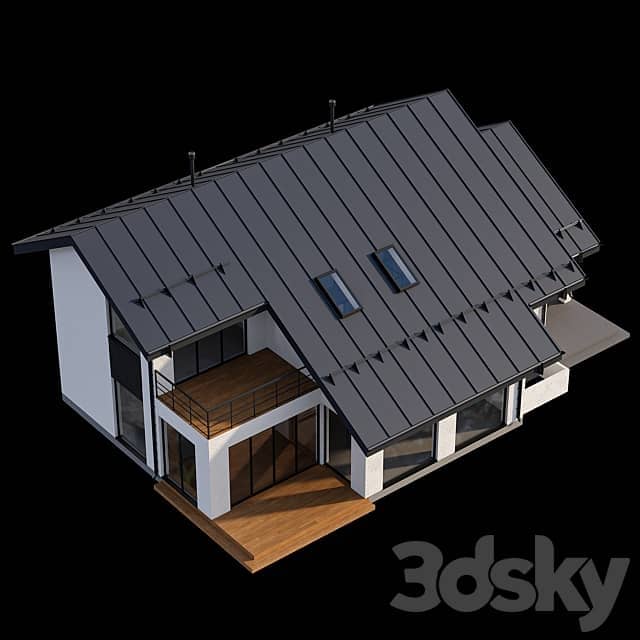 Two storey cottage with click seam roof 3D Models 3DSKY