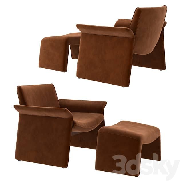 Verellen furniture Oakley lounge chair and ottoman 3D Models