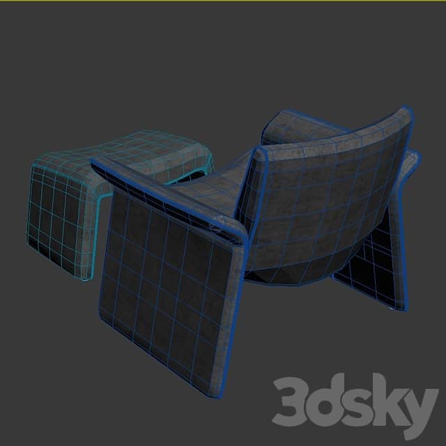 Verellen furniture Oakley lounge chair and ottoman 3D Models