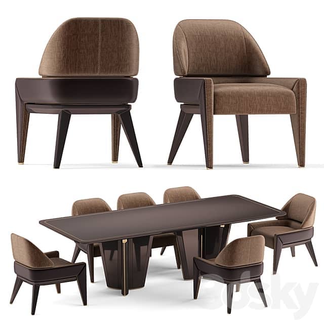 Elve table and chairs Table Chair 3D Models