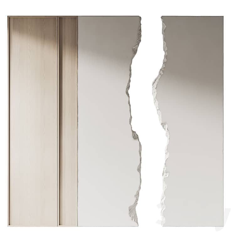 Decorative wall made of stone and wood 001