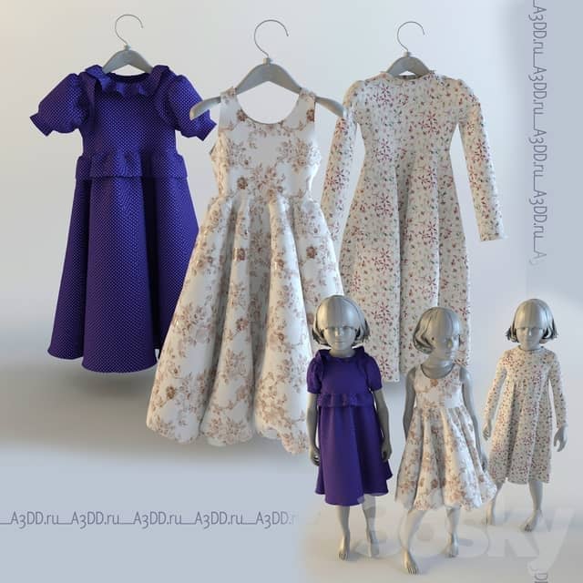 Flower Girl Dresses Clothes 3D Models